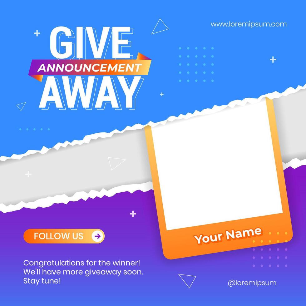 Giveaway winner announcement social media post banner design template vector