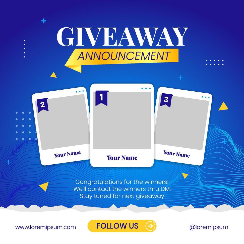 Giveaway winner announcement social media post banner design template vector