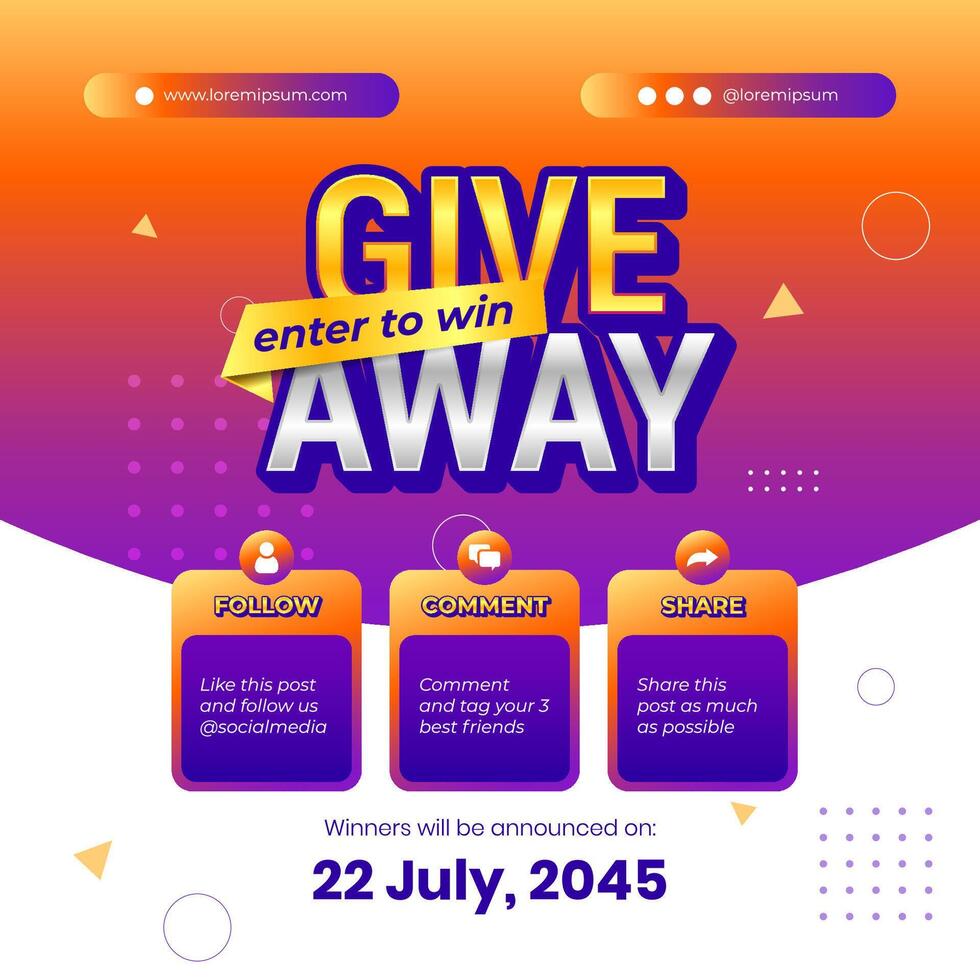 Giveaway steps for social media contest design concept template vector