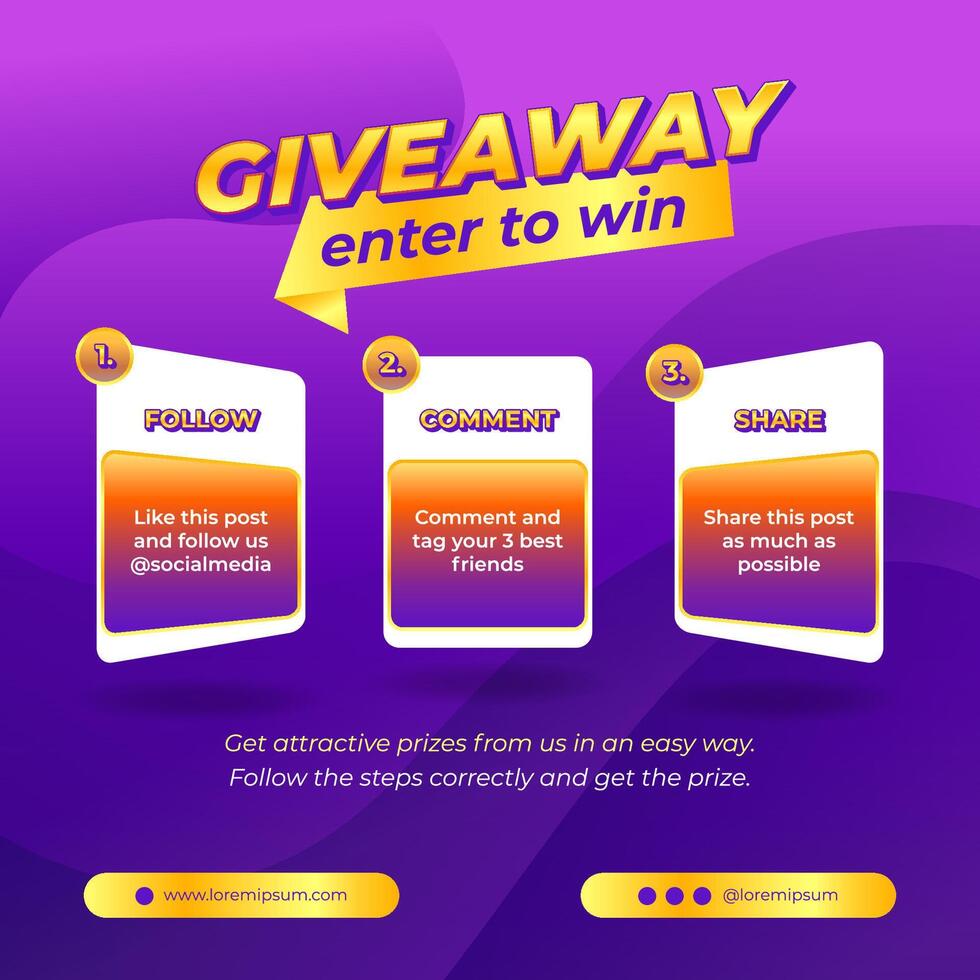 Giveaway steps for social media contest design concept template vector