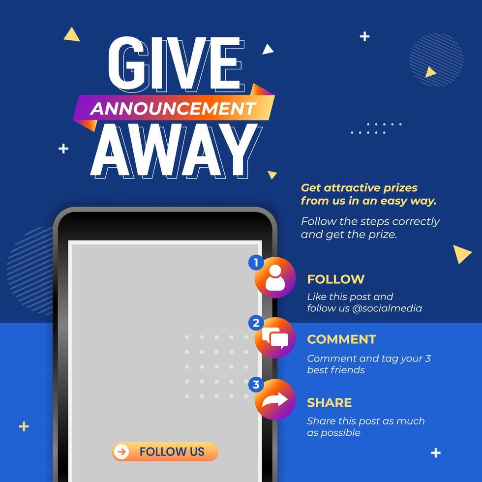 Giveaway winner announcement social media post banner design template vector