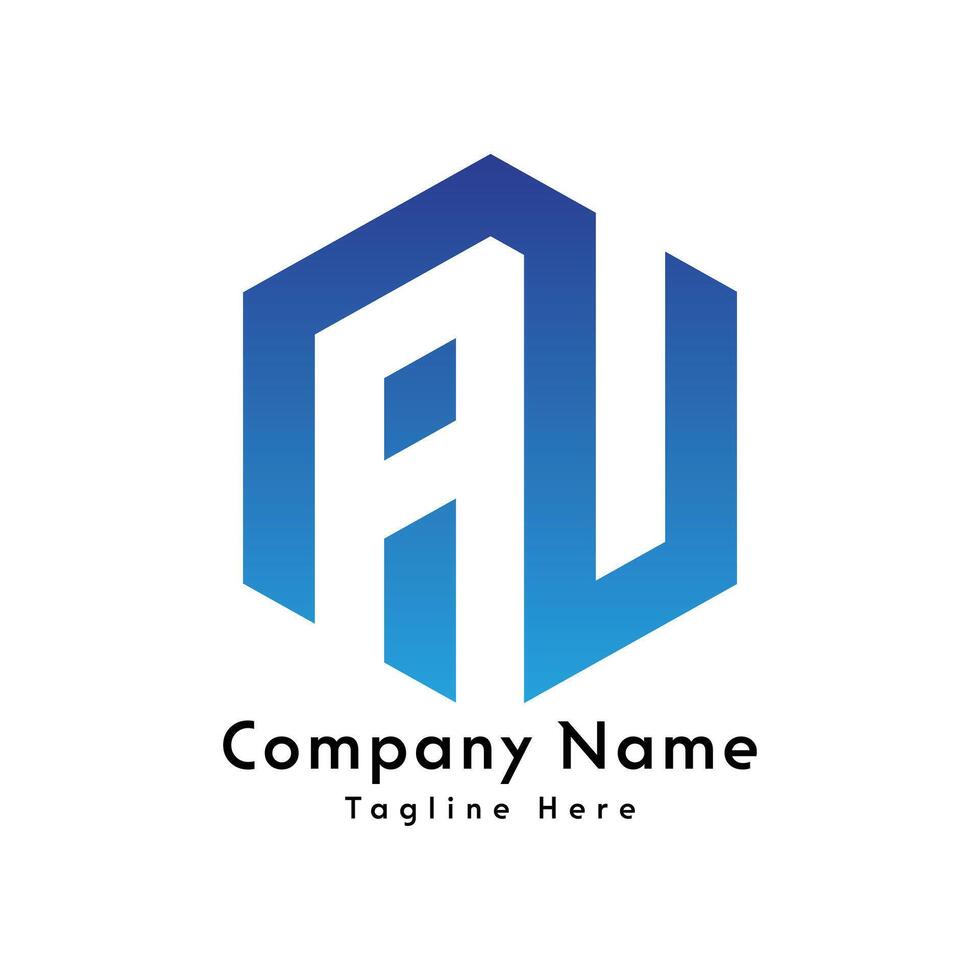 AU letter initial logo design icon vector