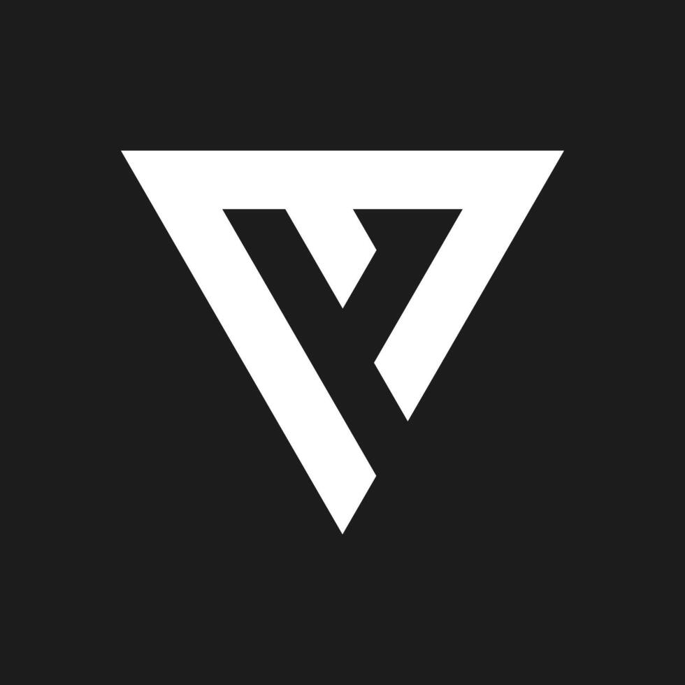 metro letra triángulo forma logo diseño icono vector
