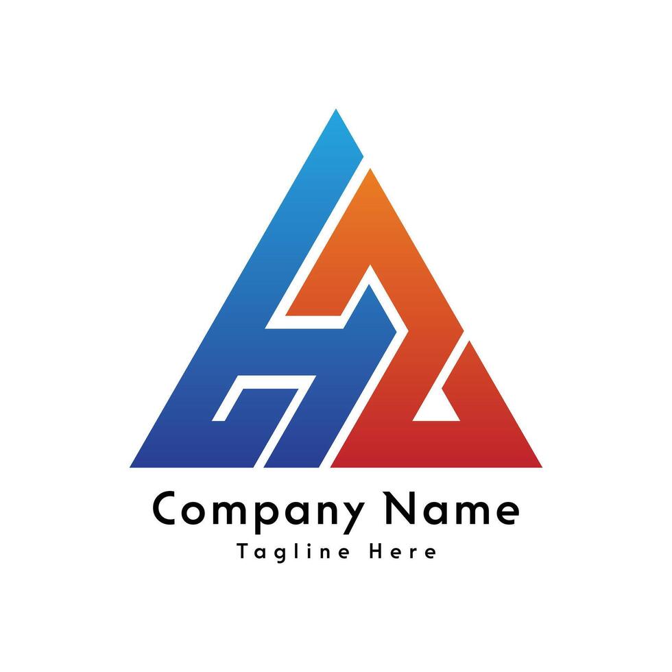HZ letter triangle shape logo design icon vector