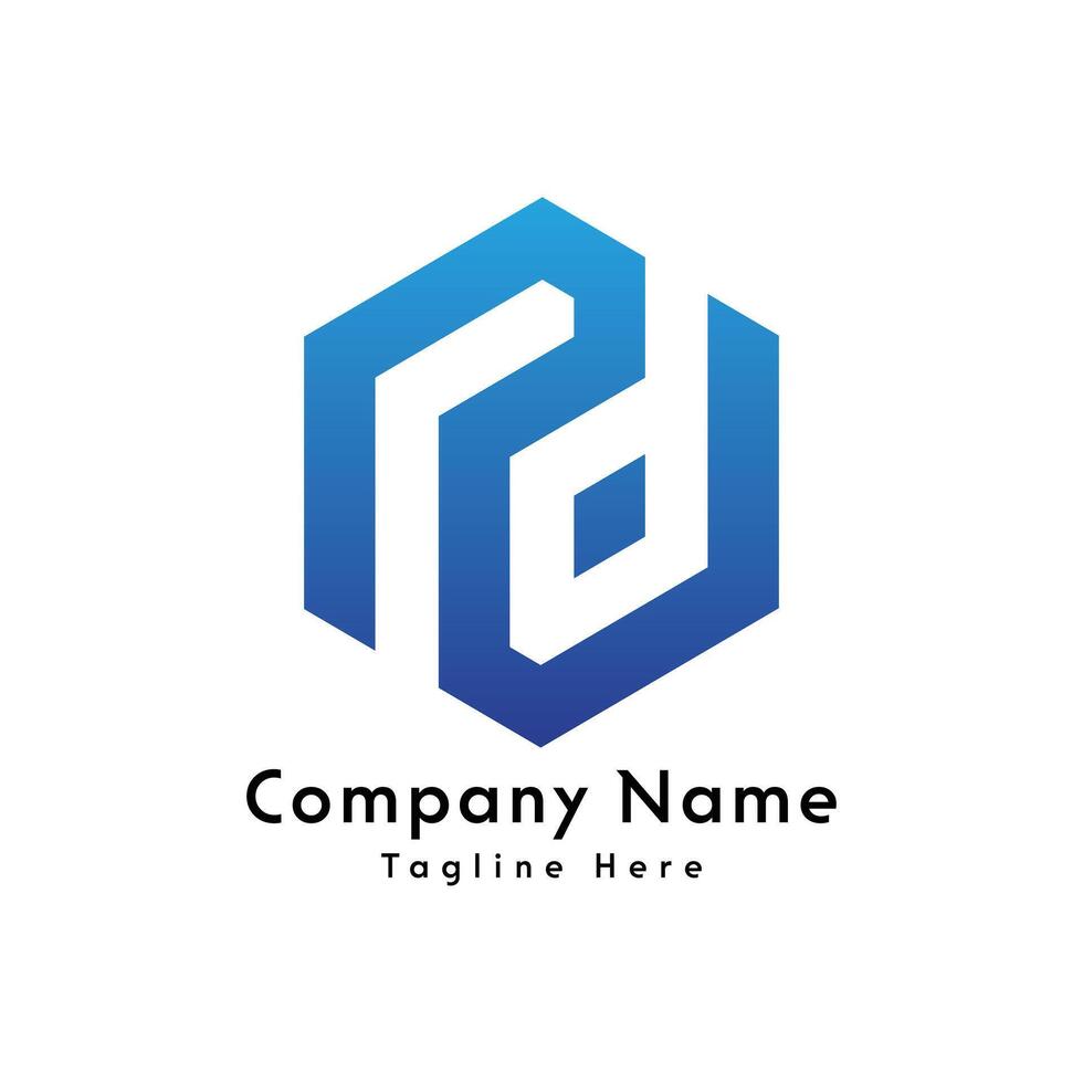 RD letter polygon shape logo design icon vector
