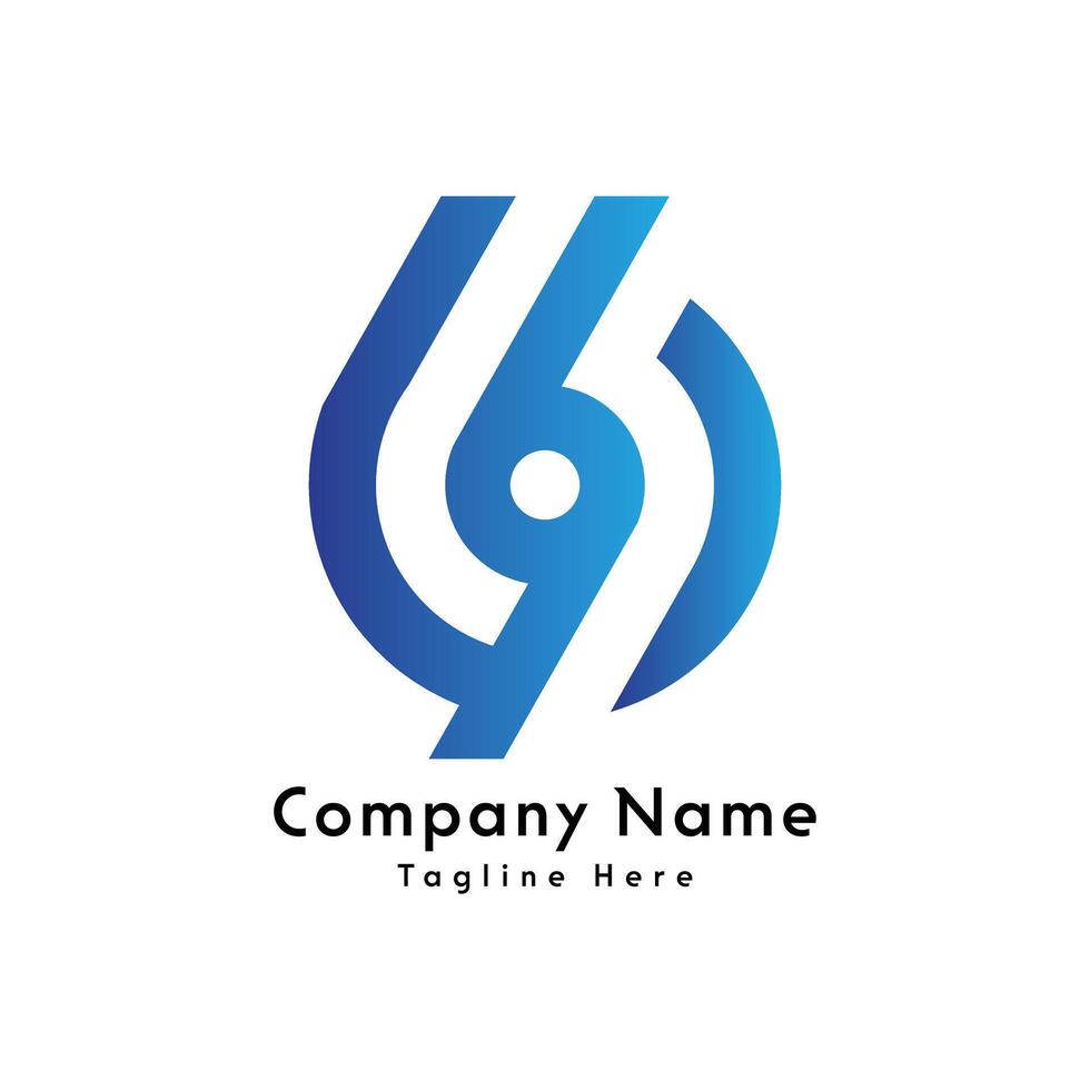 96 número inicial logo diseño icono vector