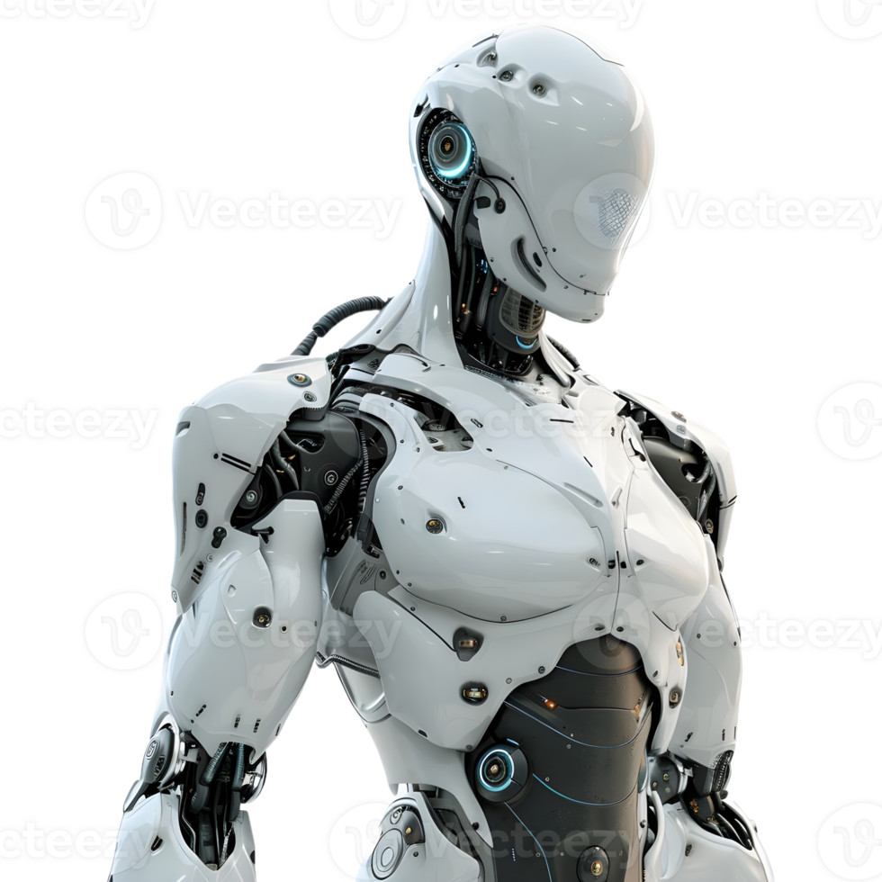 AI generated 3D Rendering of a Humanoid Robot on Transparent Background - Ai Generated png