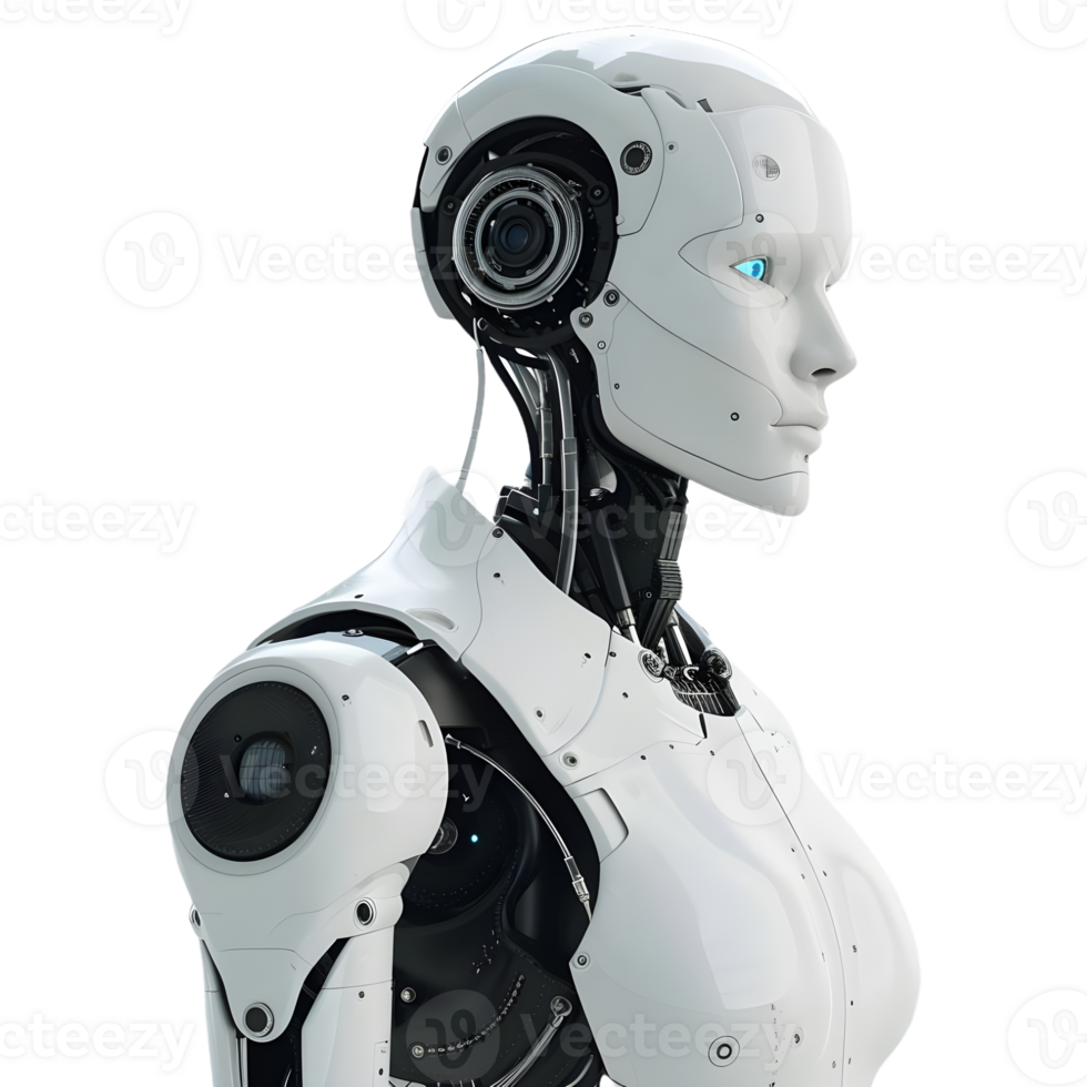 AI generated 3D Rendering of a Humanoid Robot on Transparent Background - Ai Generated png