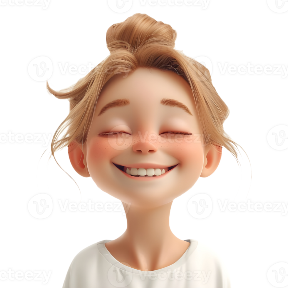 AI generated 3D Rendering of a Cartoon Girl Smiling on Transparent Background - Ai Generated png