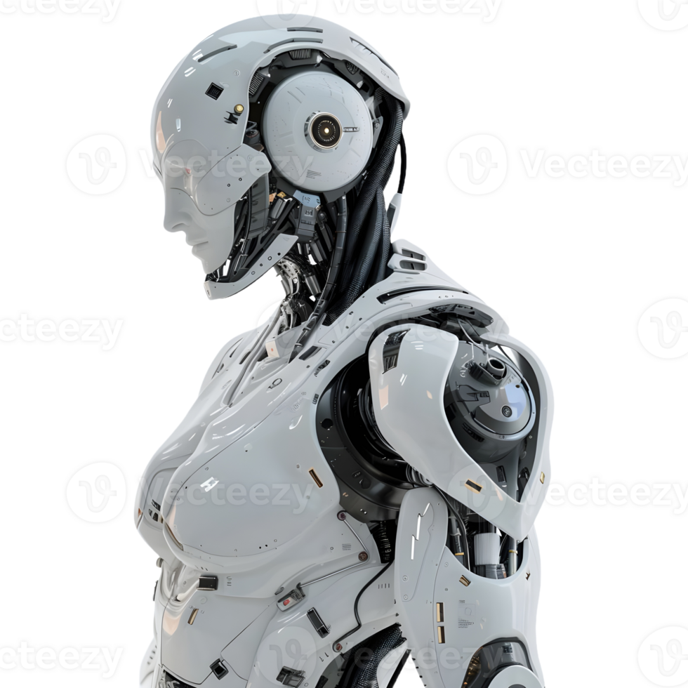 AI generated 3D Rendering of a Humanoid Robot on Transparent Background - Ai Generated png