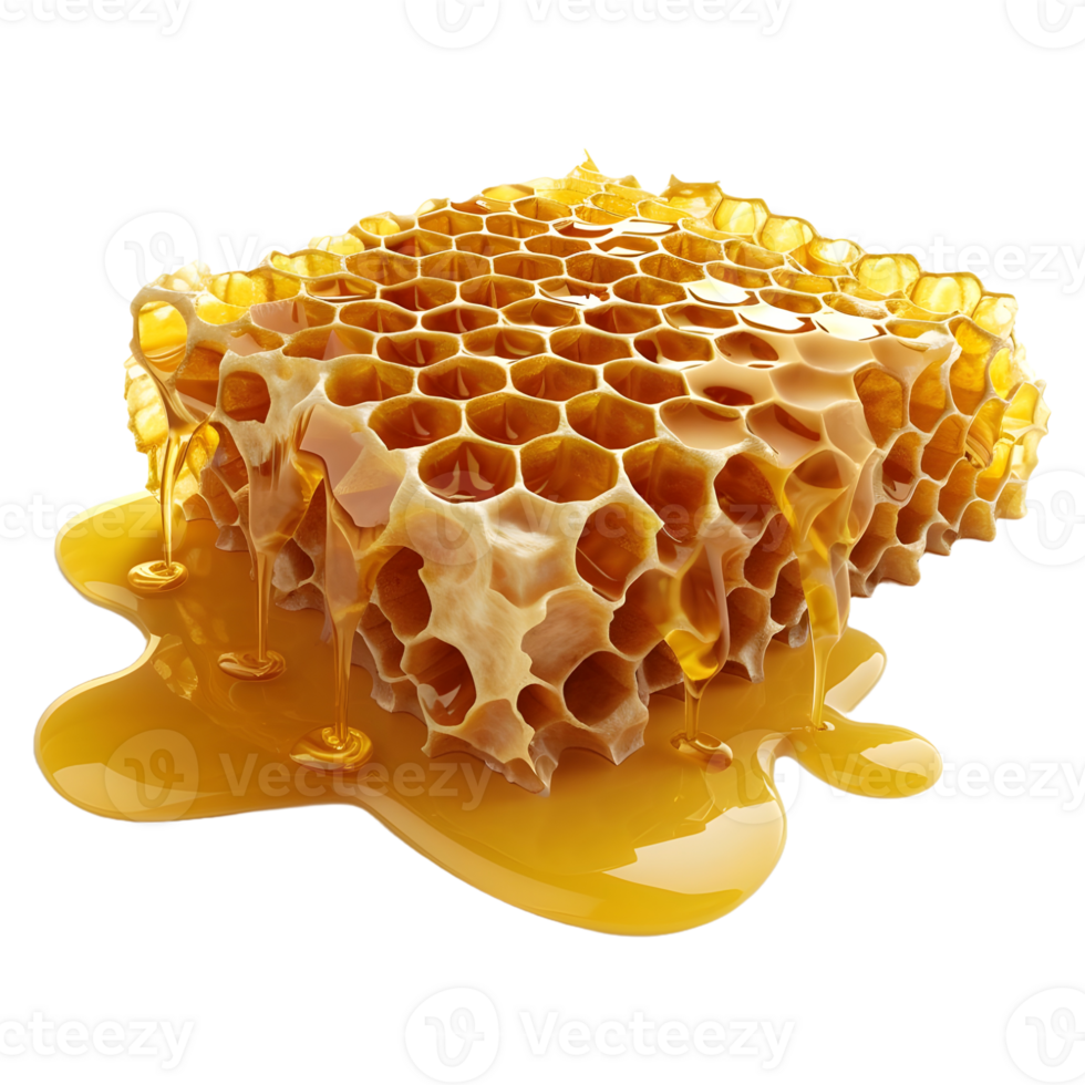 AI generated 3D Rendering of a Honeycomb on Transparent Background - Ai Generated png