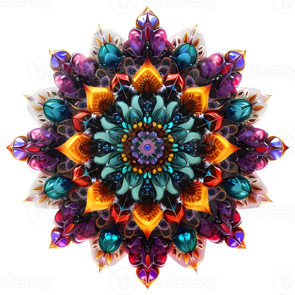 AI generated 3D Rendering of a Mandala Art Flower on Transparent Background - Ai Generated png