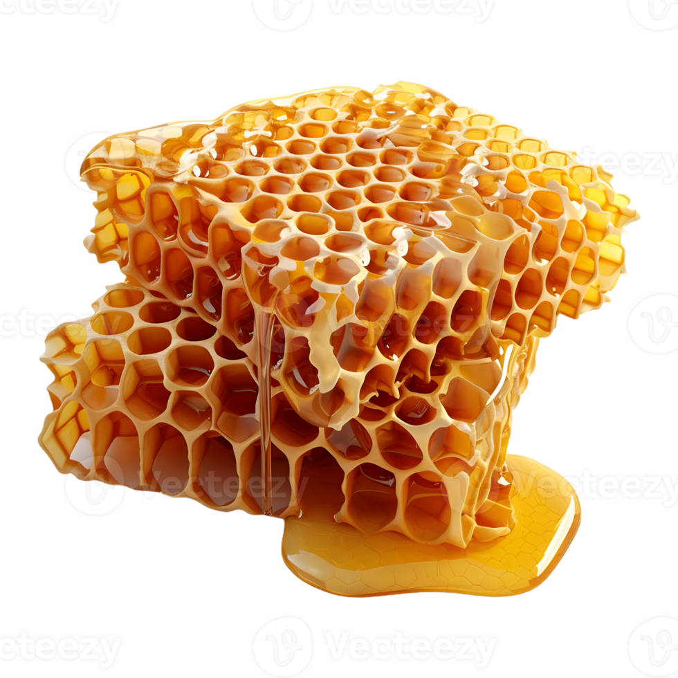 AI generated 3D Rendering of a Honeycomb on Transparent Background - Ai Generated png