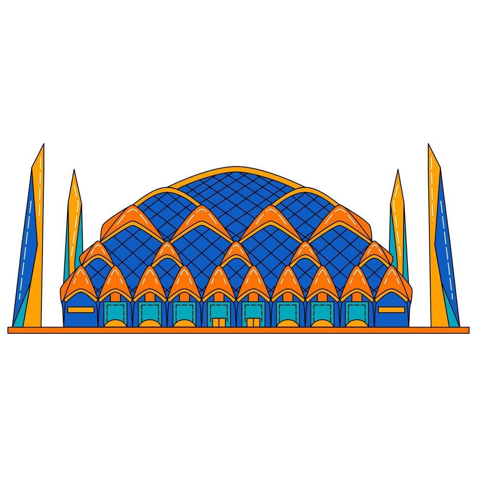 Al Jabbar Grand Mosque Vector Illustration