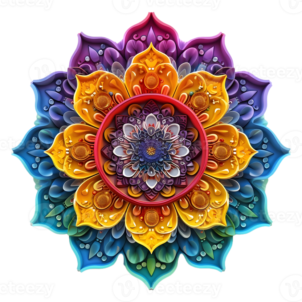 AI generated 3D Rendering of a Mandala Art Flower on Transparent Background - Ai Generated png