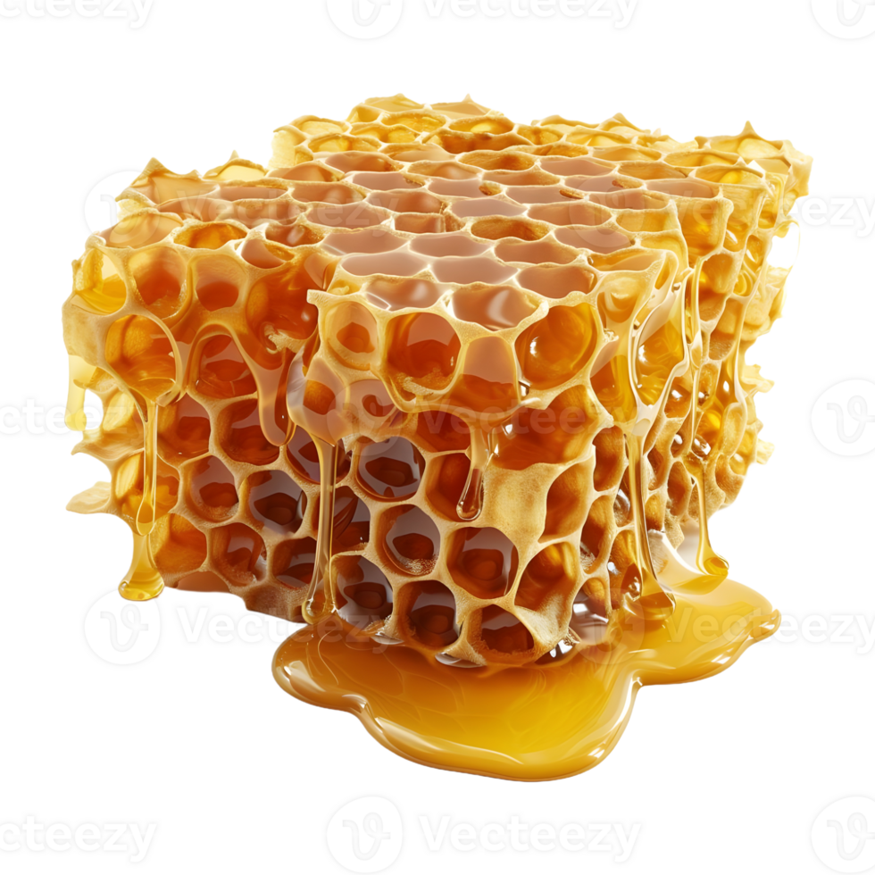 AI generated 3D Rendering of a Honeycomb on Transparent Background - Ai Generated png