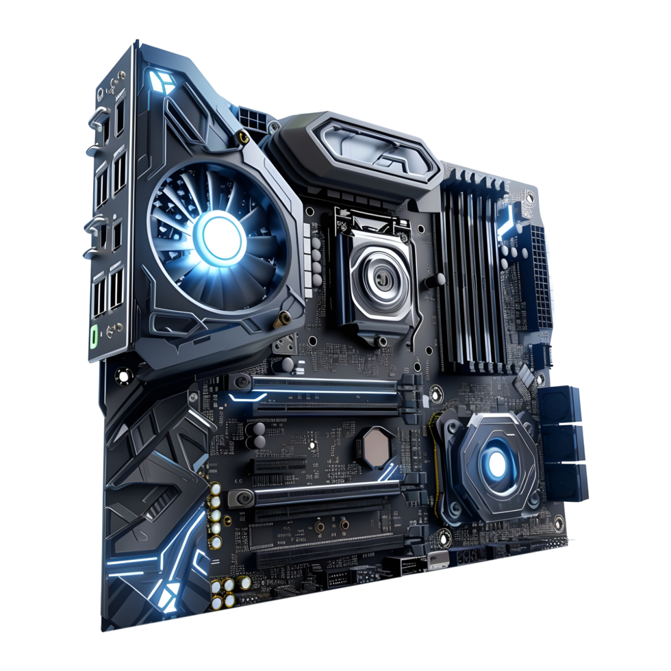 AI generated 3D Rendering of a Computer Motherboard or CPU on Transparent Background - Ai Generated png