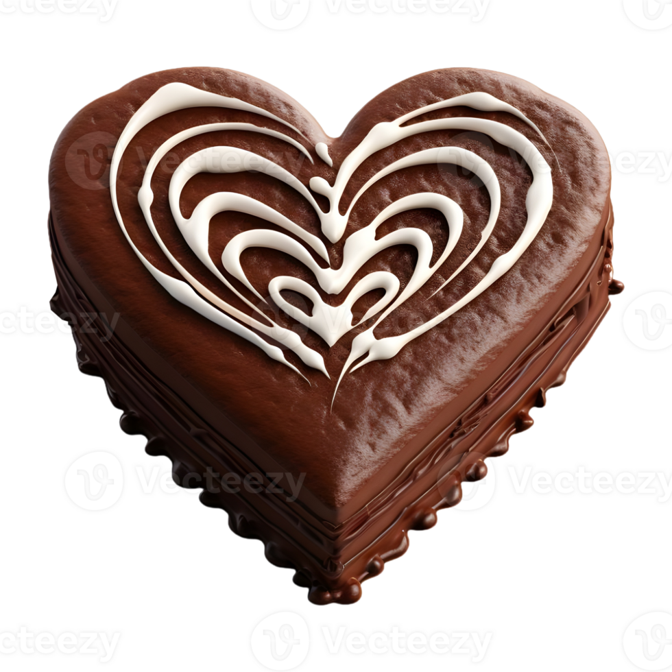 AI generated Love Heart Chocolate Cake on Transparent background - Ai Generated png