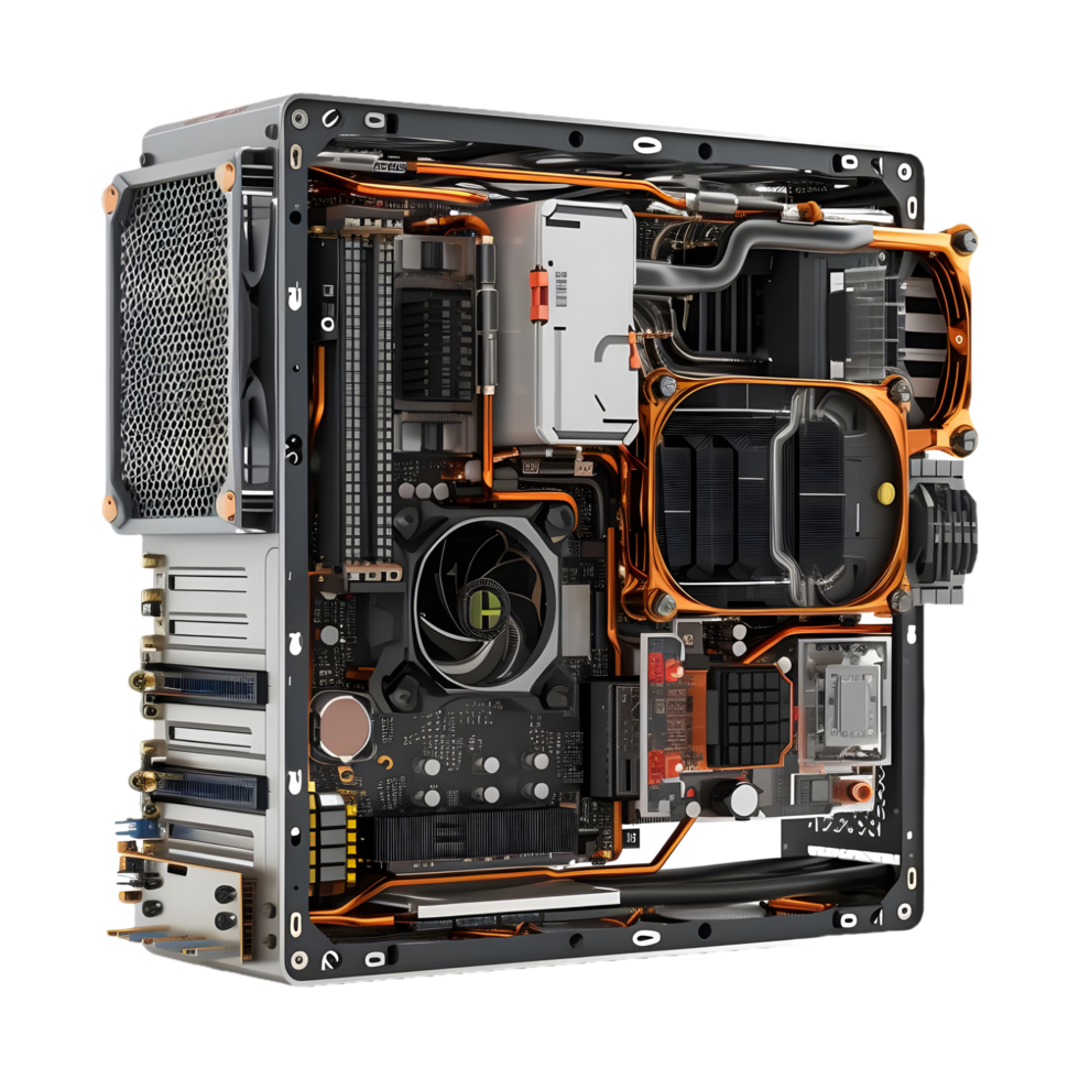 AI generated 3D Rendering of a Computer Motherboard or CPU on Transparent Background - Ai Generated png