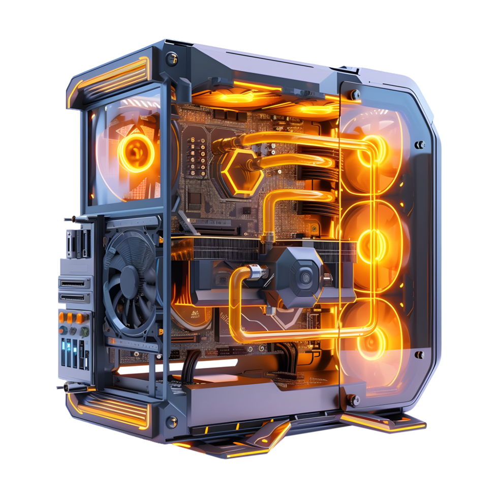 AI generated 3D Rendering of a Computer Motherboard or CPU on Transparent Background - Ai Generated png