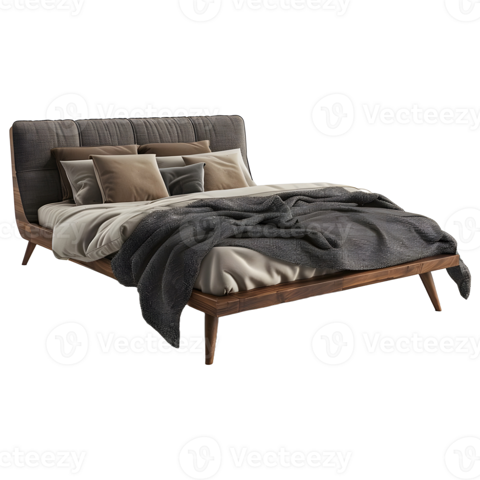 AI generated 3D Rendering of a Luxury Bed on Transparent Background - Ai Generated png