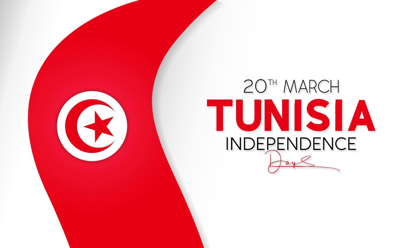 Happy Tunisia independence day celebration every year in 20th March. National holiday day of Tunisia's waving flags. Vector illustration for banner, greeting card, poster with background.