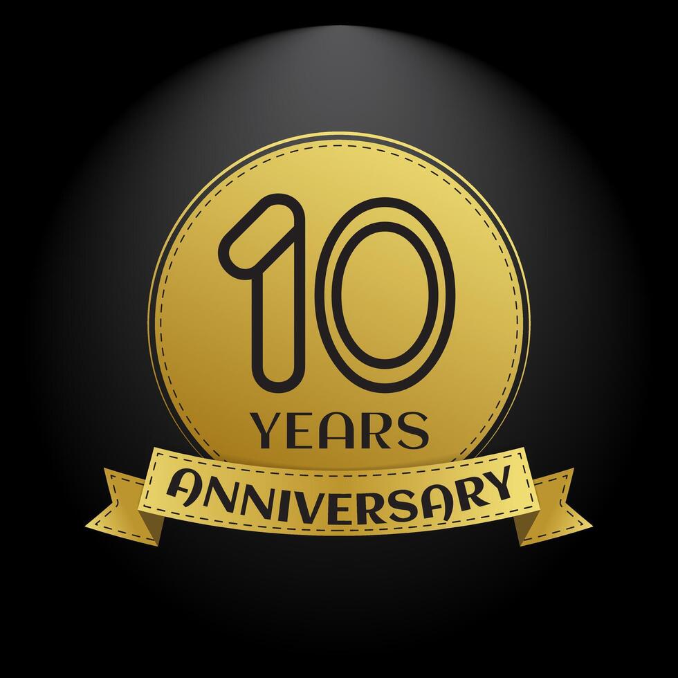 10 Year Anniversary Celebration. Happy 10th year Anniversary design element. Vector illustration for banner, greeting card, invitation card with Wedding party event decoration.