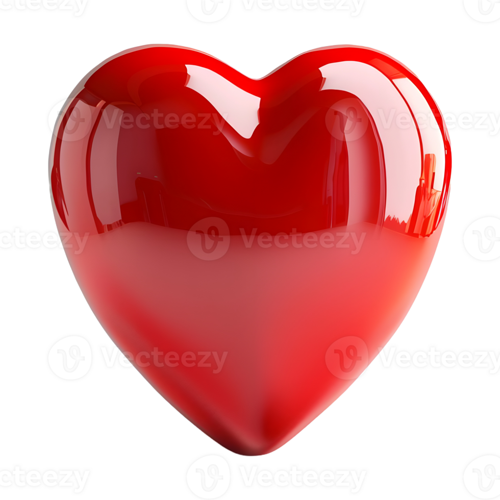 AI generated 3D Rendering of a Love Heart on Transparent Background - Ai Generated png