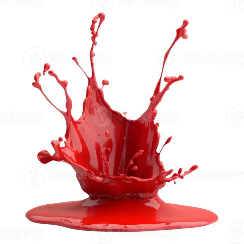 AI generated 3D Rendering of a Red Color Splash on Transparent Background - Ai Generated png