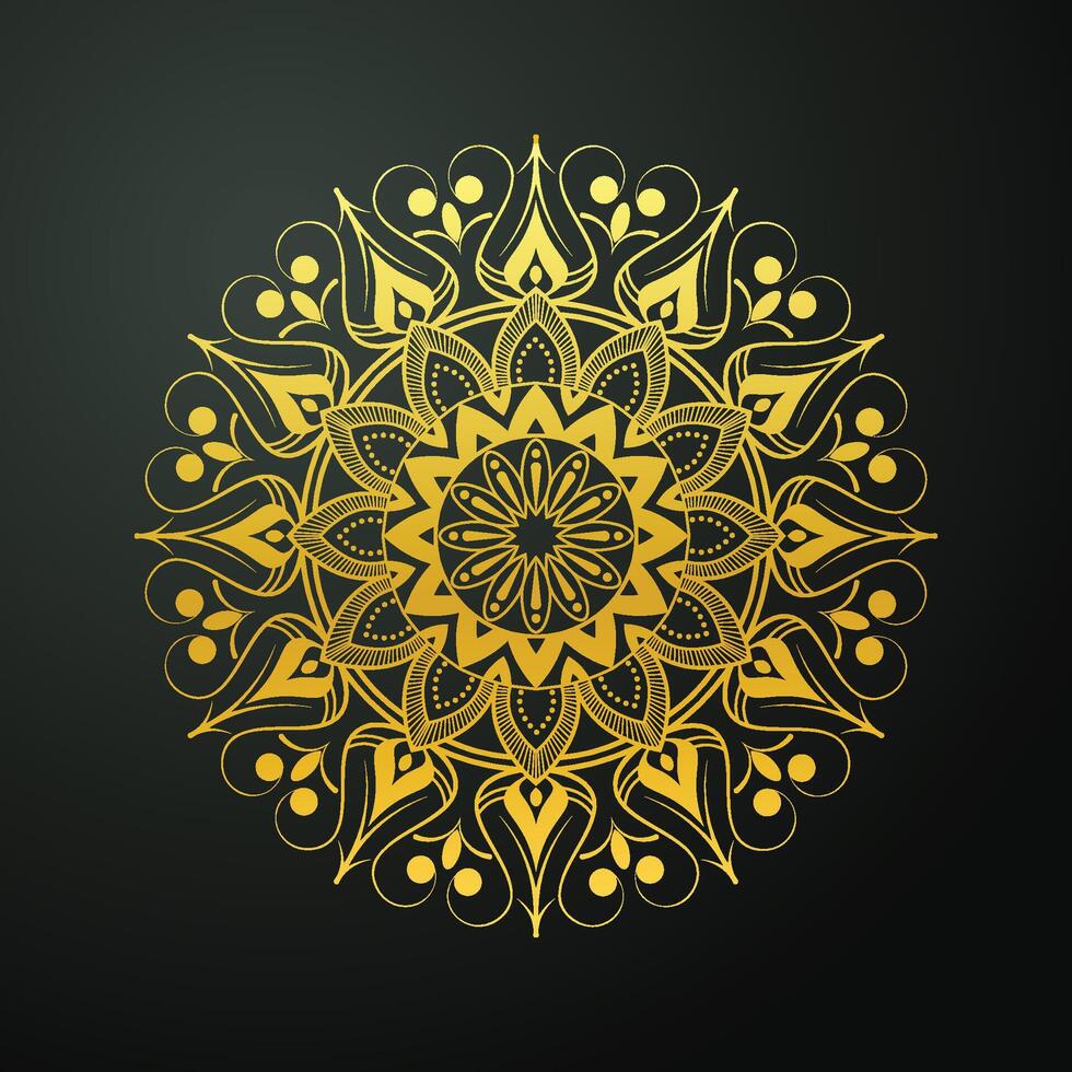 Vector luxury ornamental mandala background design with golden arabesque and floral corner frame Arabic Islamic East style