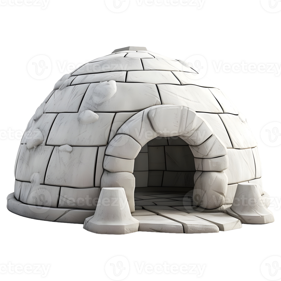 AI generated 3D Rendering of a Igloo Ice House on Transparent Background - Ai Generated png