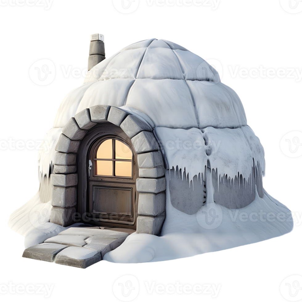 AI generated 3D Rendering of a Igloo Ice House on Transparent Background - Ai Generated png