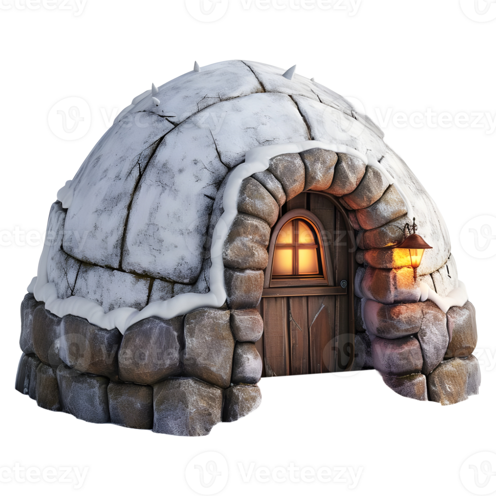 AI generated 3D Rendering of a Igloo Ice House on Transparent Background - Ai Generated png