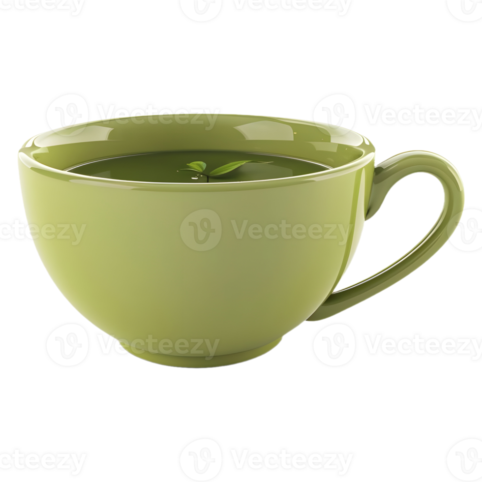 AI generated 3D Rendering of a Green Tea Cup on Transparent Background - Ai Generated png