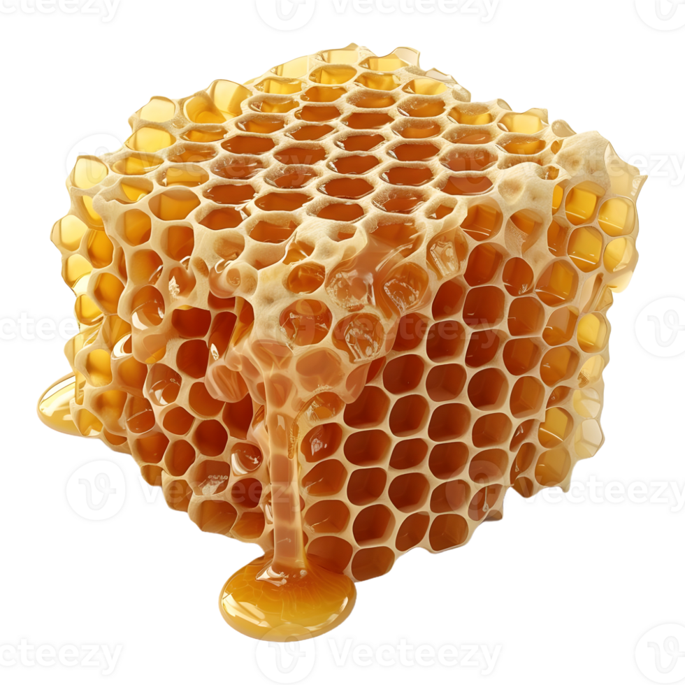 AI generated 3D Rendering of a Honeycomb on Transparent Background - Ai Generated png