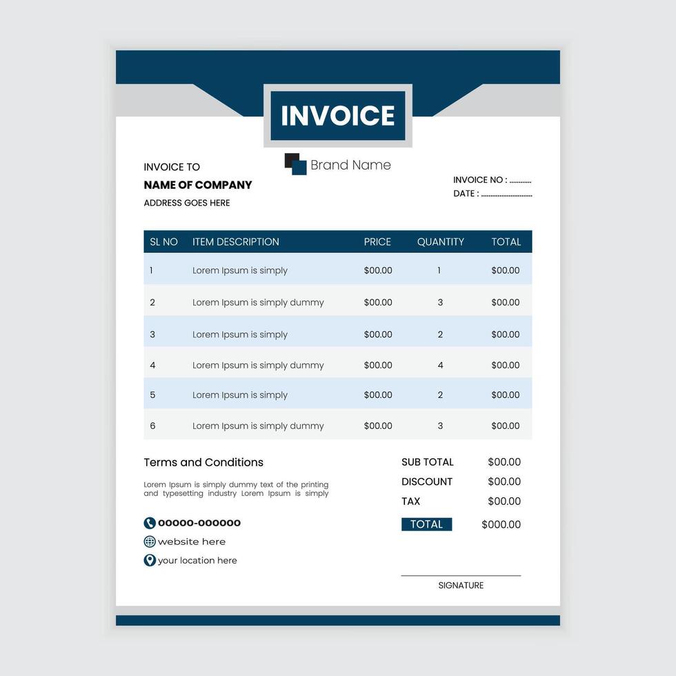 Minimalist Invoice Template Design vector