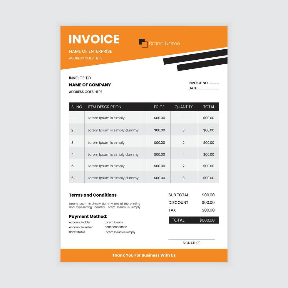 Invoice template design background illustration vector