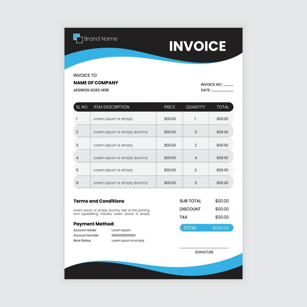 invoice template design vector
