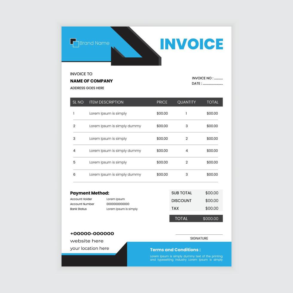 abstract invoice design template vector