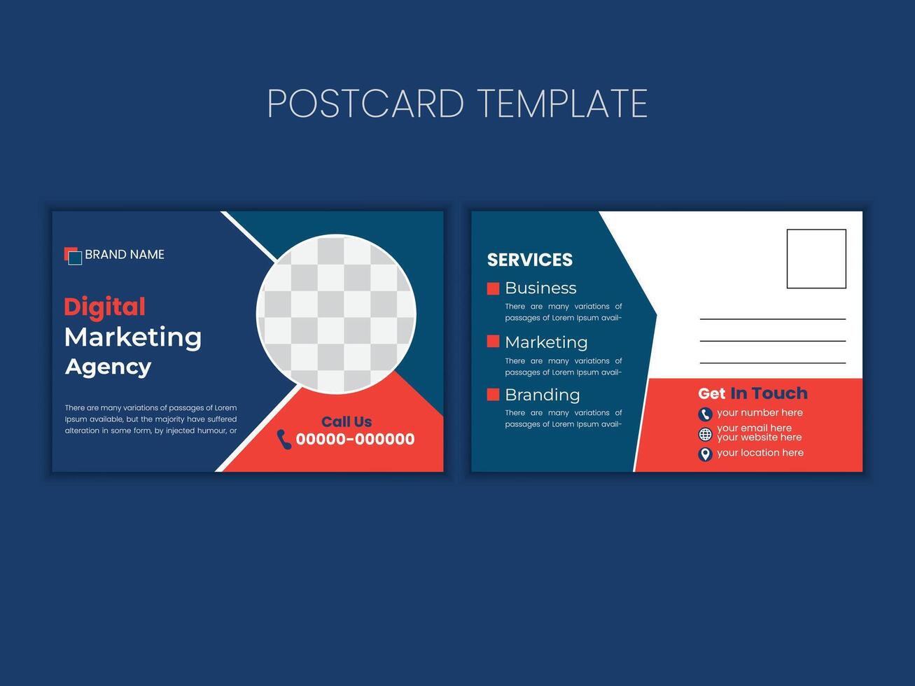 Template design for postcard or business card vector