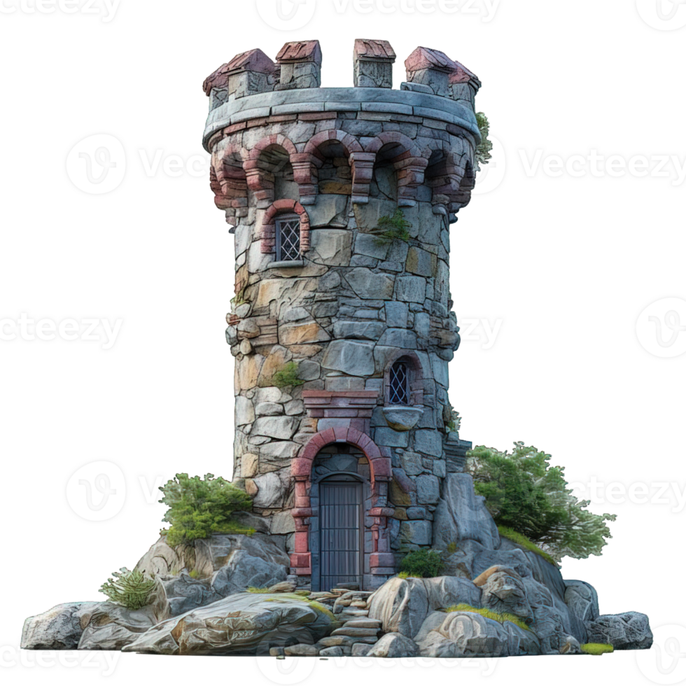 AI generated Castle Tower Isolated on Transparent Background ,generative ai png