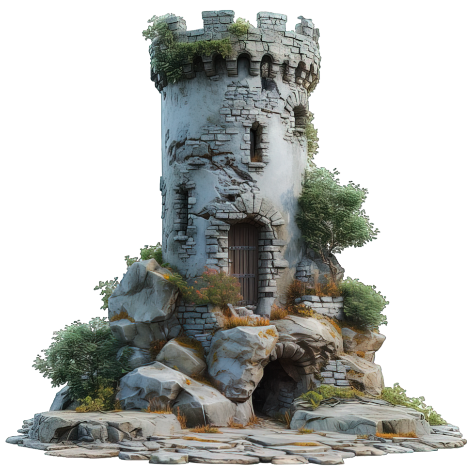 AI generated Castle Tower Isolated on Transparent Background ,generative ai png