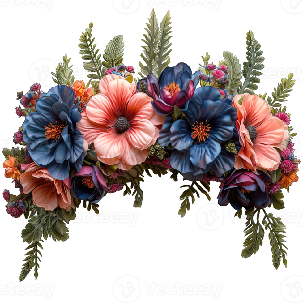 AI generated Flower crown adornment isolated on transparent background ,generative ai png