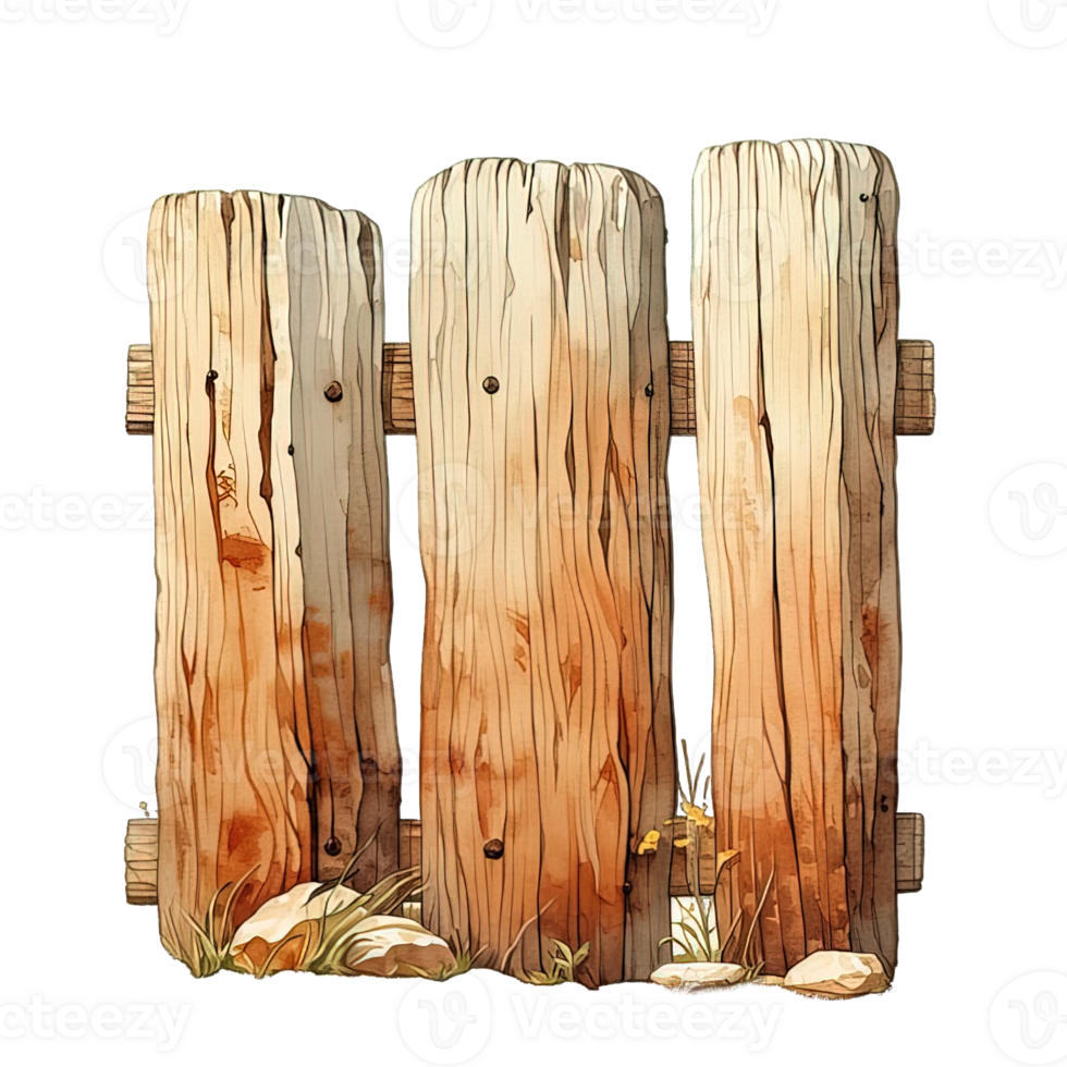AI generated cartoon wooden fence isolated on transparent background ,generative ai png