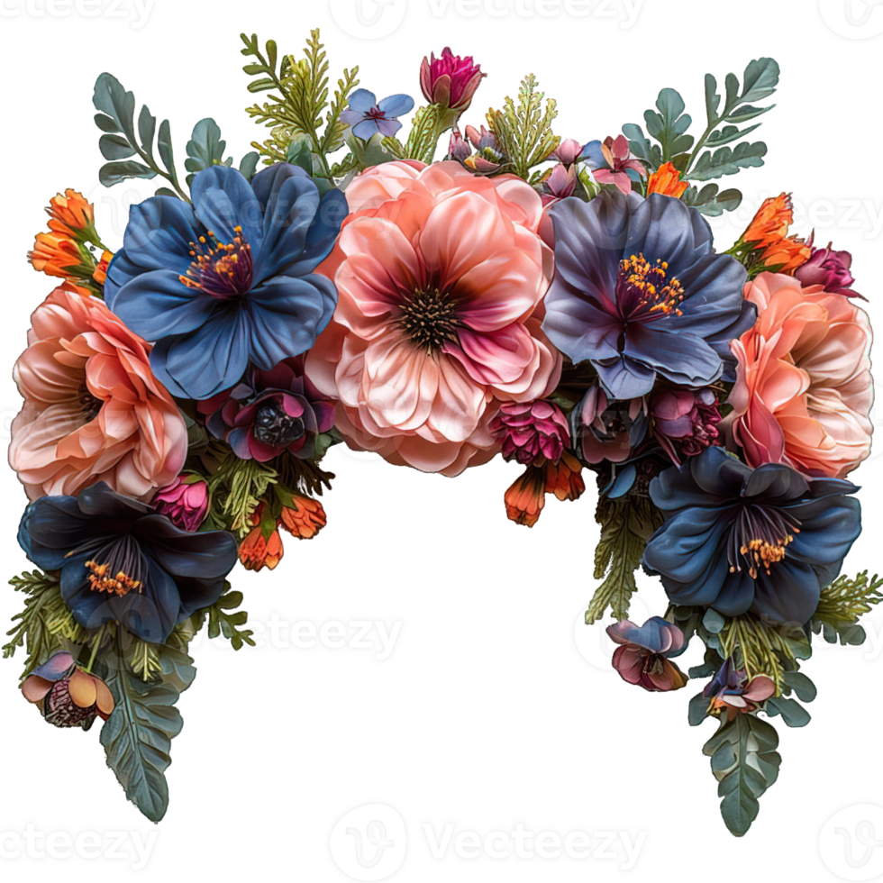 AI generated Flower crown adornment isolated on transparent background ,generative ai png