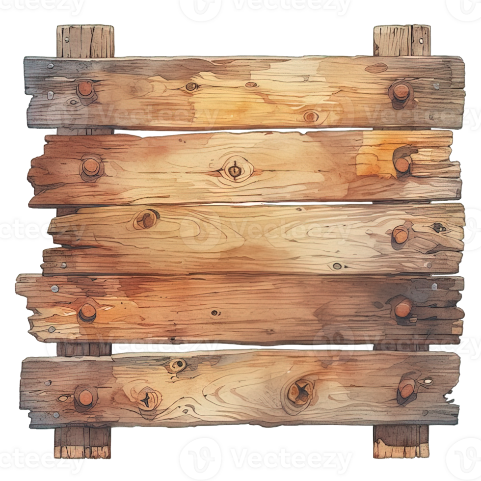 AI generated cartoon wooden plank isolated on transparent background ,generative ai png