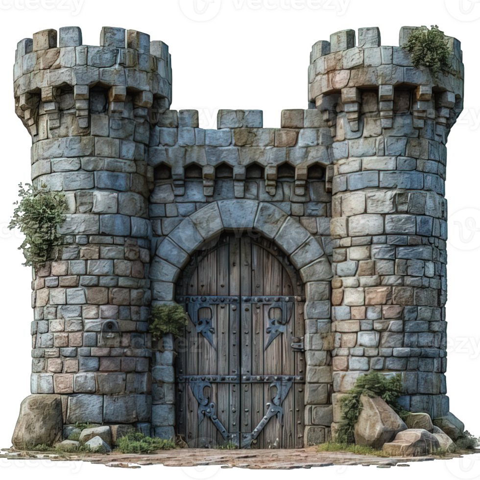 AI generated Castle Tower gate Isolated on Transparent Background ,generative ai png