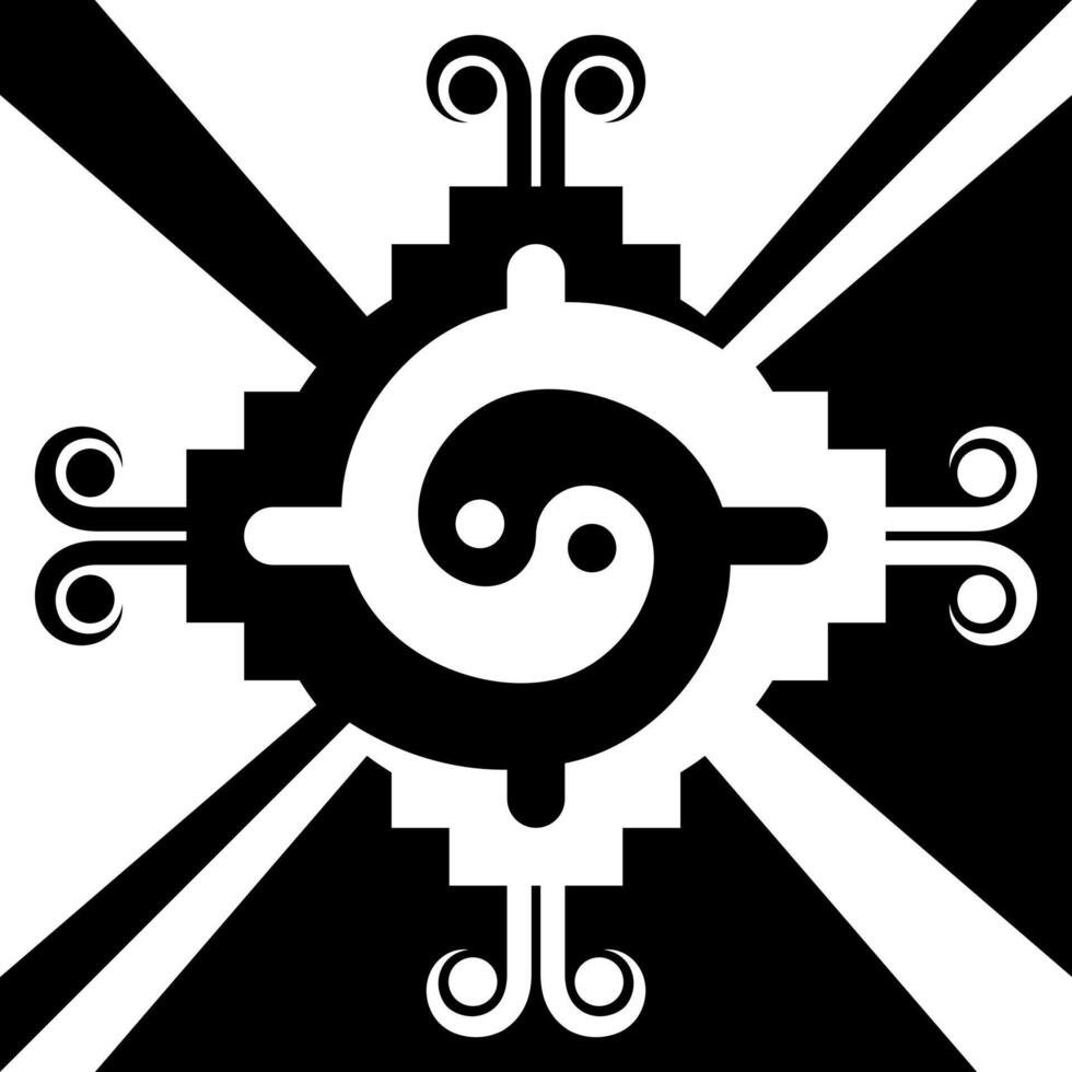 Vector design of Aztec civilization tribal symbol, Mexican indigenous geometric pattern design