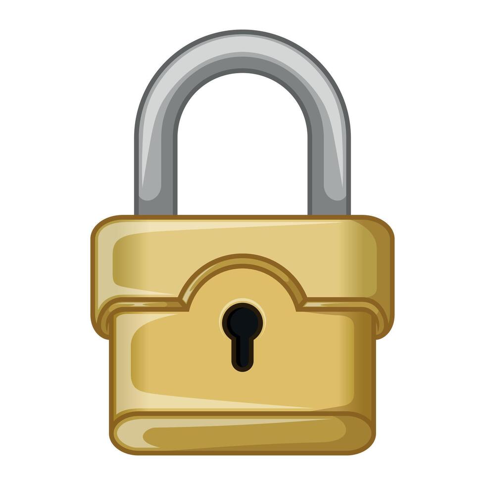 Vector design of metal padlock for personal security, padlock for locksmith
