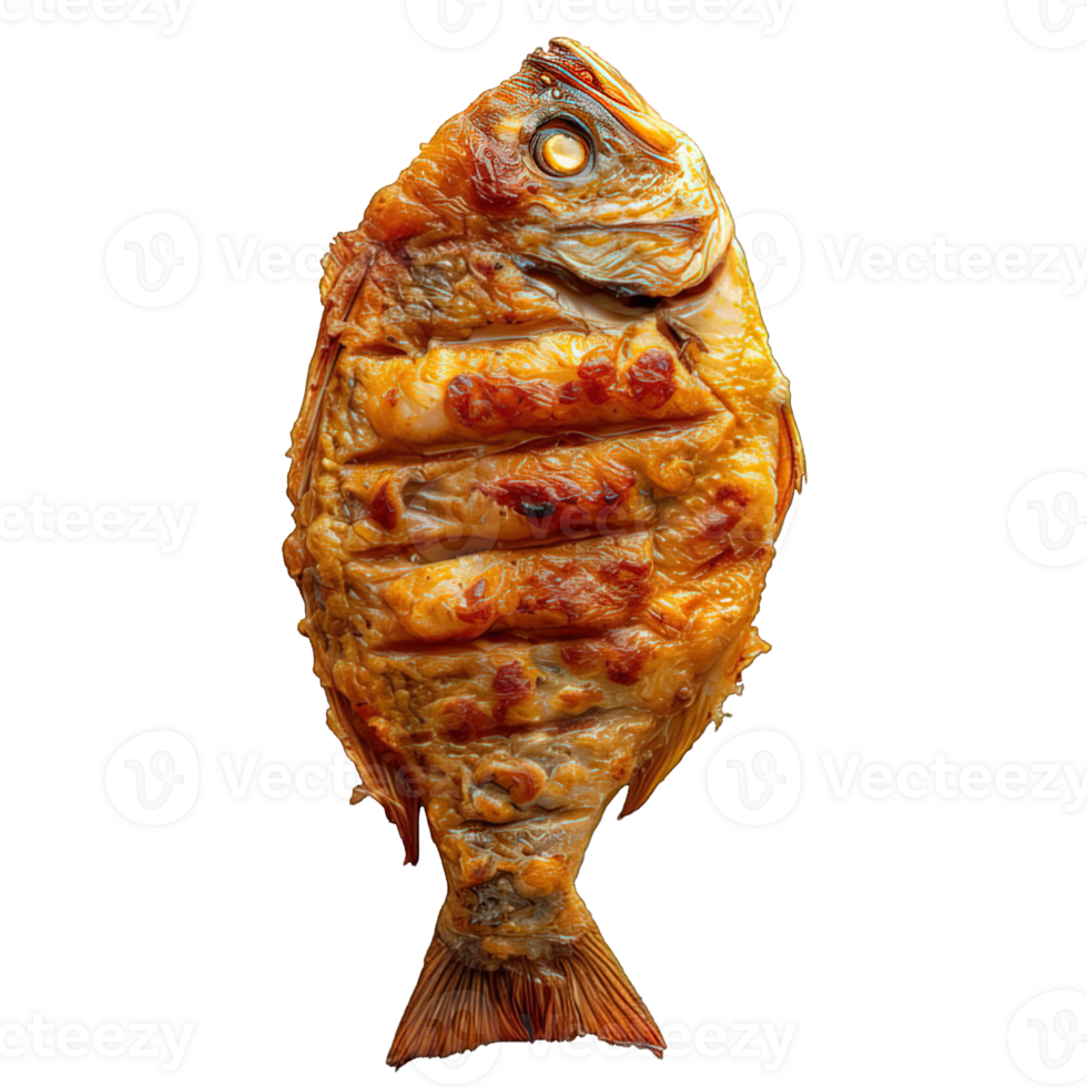 AI generated fried fish isolated on transparent background ,generative ai png